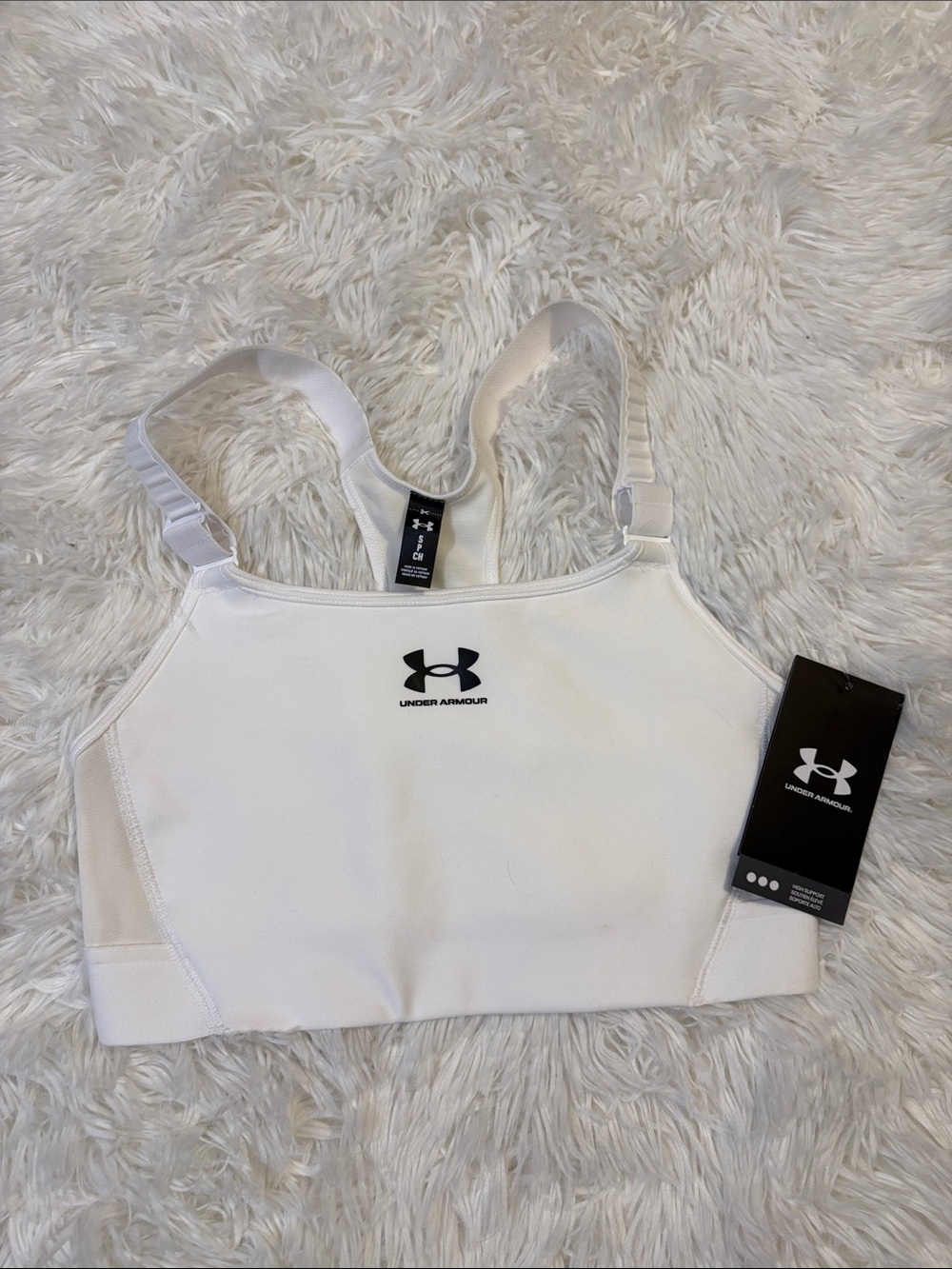 Under Armour White Sports Bra with Black Logo